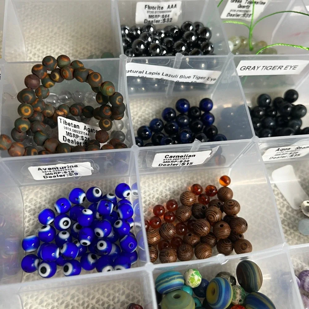 Gemstone Bead Lot Natural Stone Fluorite Quartz Obsidian Amethyst Jewelry Making